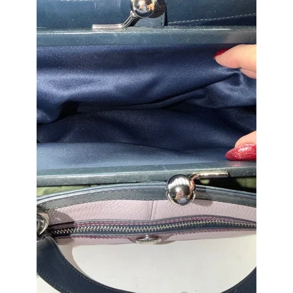 Coach Laura Spectator Tri-Color Pebbled Leather Shoulder Bag Lavender - Picture 12 of 14